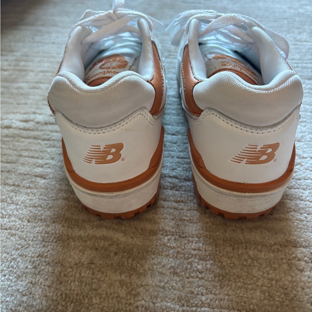 New Balance 550 White and Orange Sneakers - Picture 2 of 5